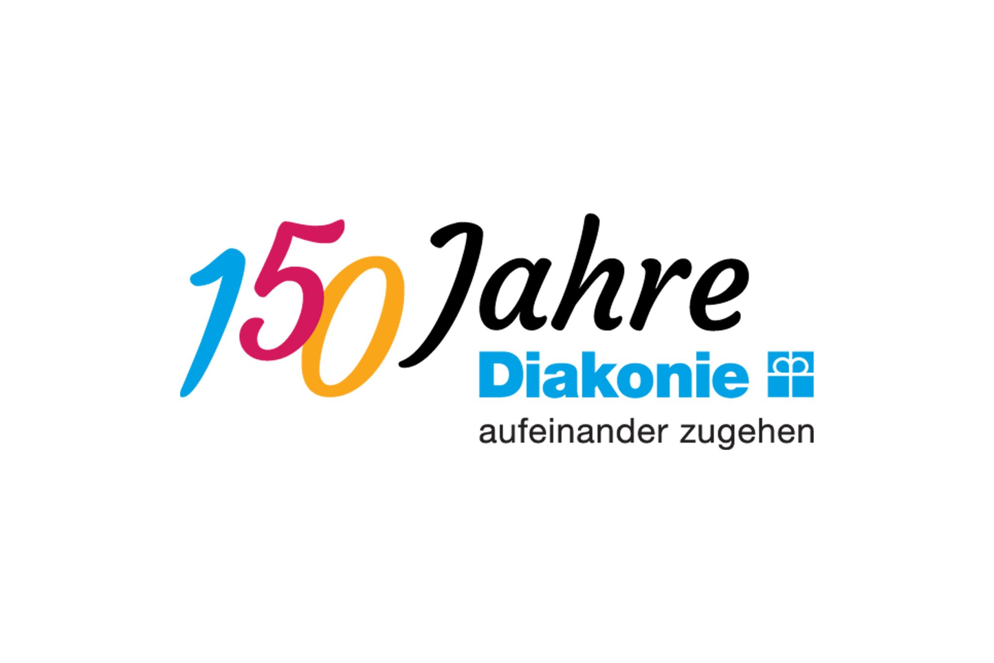Logo: 150 Jahre Diakonie - aufeinander zugehen